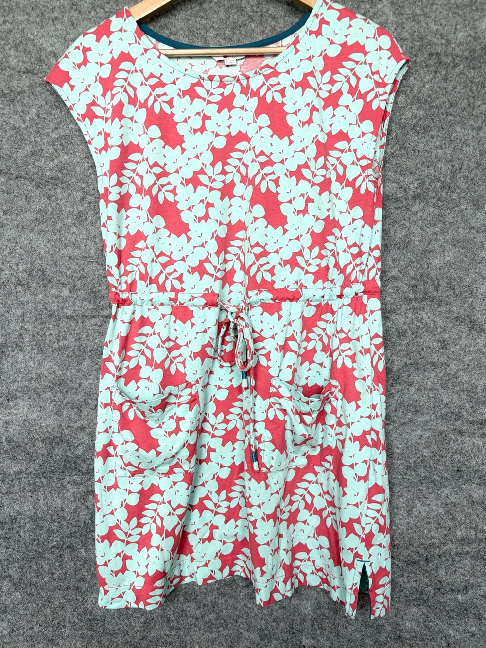 Boden Coral & Mint Floral Drawstring Pocket Dress